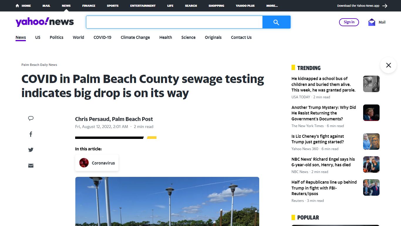 COVID in Palm Beach County sewage testing indicates big drop is on its way